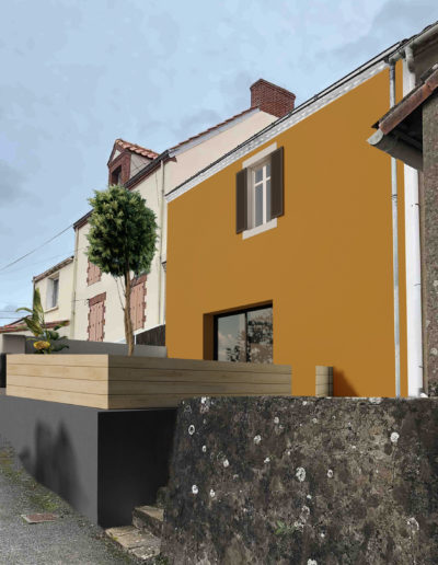 Façade sur allée piétonne